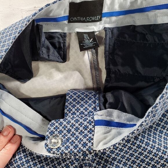 🔹️Anthropologie Cynthia Rowley Blue & White Print Ankle Crop Pants Size 6/28 - Picture 5 of 7